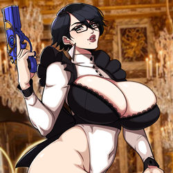 This is a pixiv picture whose title is Maid Bayonetta.