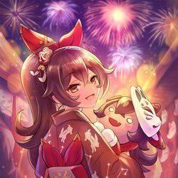 This is a pixiv picture whose title is 雨のような 花火を キミと.