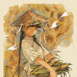 This is a pixiv picture whose title is 向日葵と玉蜀黍.