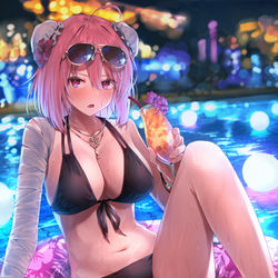 This is a pixiv picture whose title is 水着華扇ちゃとナイトプール.