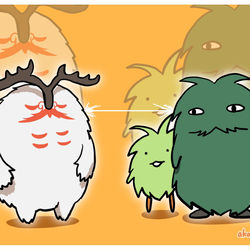 This is a pixiv picture whose title is モリゾーとケルヌンノス.