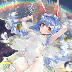 This is a pixiv picture whose title is 水たまりに映るぺこーら.
