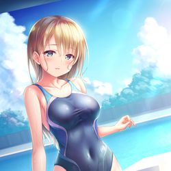 This is a pixiv picture whose title is 水泳部×タイツの女の子.