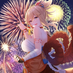 This is a pixiv picture whose title is yoimiya（宵宫 表~.