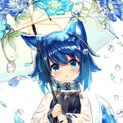 This is a pixiv picture whose title is skeb 青ケモミミ.