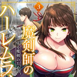 This is a pixiv picture whose title is 単行本「魔剣師の魔剣による魔剣のためのハーレムライフ」3巻表紙.