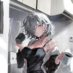 This is a pixiv picture whose title is コーヒー飲む？.