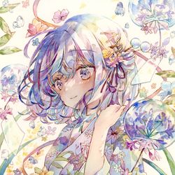 This is a pixiv picture whose title is 透明水彩＊風鈴と女の子.