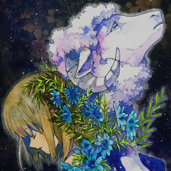 This is a pixiv picture whose title is 【告知】羊の夢.