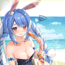 This is a pixiv picture whose title is 兎田ぺこら.
