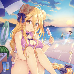 This is a pixiv picture whose title is 【六喰の新水着】夕海の休み.
