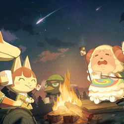 This is a pixiv picture whose title is 焚き火.