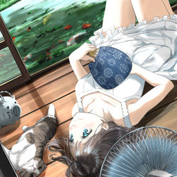 This is a pixiv picture whose title is 猫と過ごす最高の休日.
