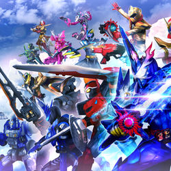 This is a pixiv picture whose title is 仮面ライダーセイバー＋機界戦隊ゼンカイジャー.