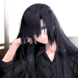 This is a pixiv picture whose title is 黒い髪.