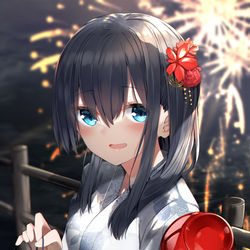 This is a pixiv picture whose title is りんご飴一口いる？.