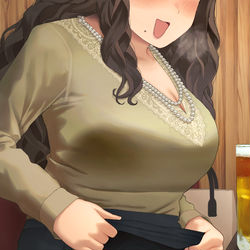 This is a pixiv picture whose title is 居酒屋でパンツ見せてくるお姉さん.