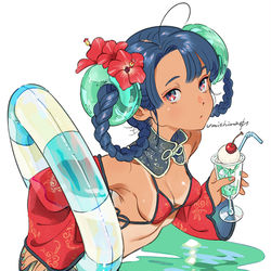 This is a pixiv picture whose title is 🌺🌻🥤.