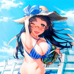 This is a pixiv picture whose title is 鳥海と水着と夏の思い出.