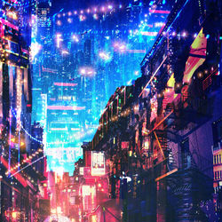 This is a pixiv picture whose title is 当夜幕降临最终变成灯的海洋光的世界。.