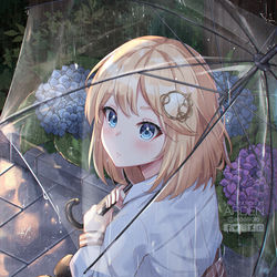 This is a pixiv picture whose title is 雨の中の雨.