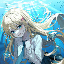 This is a pixiv picture whose title is 海中の彼女.
