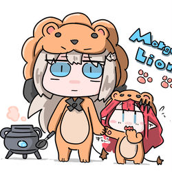 This is a pixiv picture whose title is モルガンライオン＆トリ子ライオン.