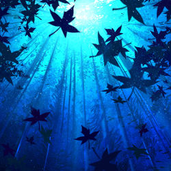 This is a pixiv picture whose title is 水中の落葉.