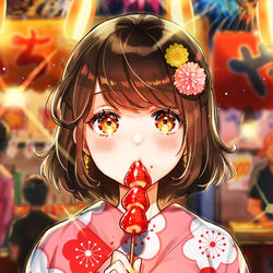 This is a pixiv picture whose title is いちご飴🍓🎆.