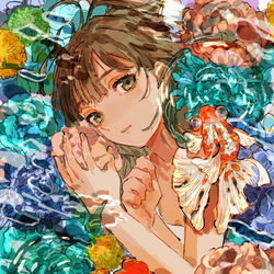 This is a pixiv picture whose title is 遊泳.