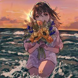 This is a pixiv picture whose title is 八月の君に捧ぐ.