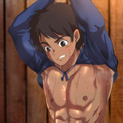 This is a pixiv picture whose title is 汗だくアシタカ.