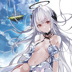 This is a pixiv picture whose title is 天空島の天使と機械仕掛けの龍.