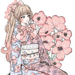 This is a pixiv picture whose title is 甘ロリ×着物.