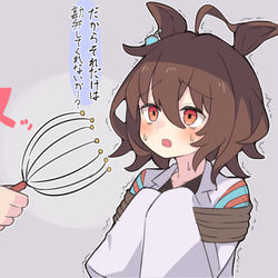 This is a pixiv picture whose title is メタルシャワーで脅されるタキオン.