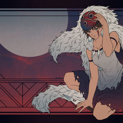 This is a pixiv picture whose title is 山犬.