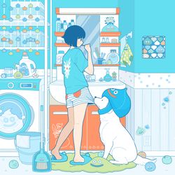 This is a pixiv picture whose title is スライムな洗面所.