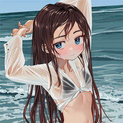 This is a pixiv picture whose title is 濡れ、透け.
