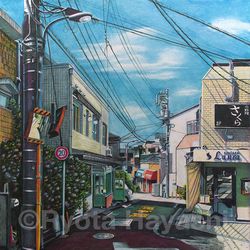 This is a pixiv picture whose title is 陽だまりの坂道　新宿区赤城元町.