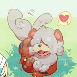 This is a pixiv picture whose title is ガーディ（ヒスイのすがた）はボールをとってこなかった.