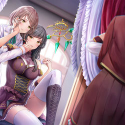 This is a pixiv picture whose title is 鏡越しの私たち.