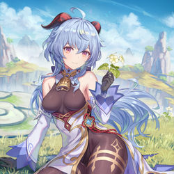 This is a pixiv picture whose title is 甘雨❀.