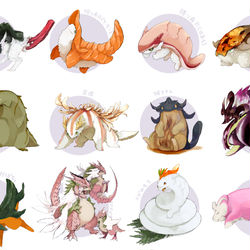 This is a pixiv picture whose title is ドラゴン一覧 ①.