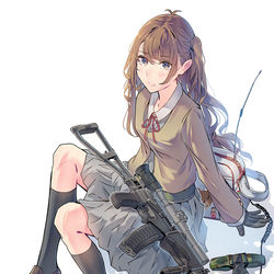 This is a pixiv picture whose title is 銃×女の子.