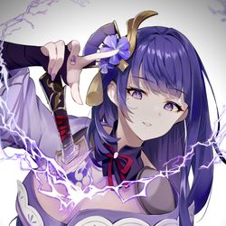 This is a pixiv picture whose title is 雷電将軍.