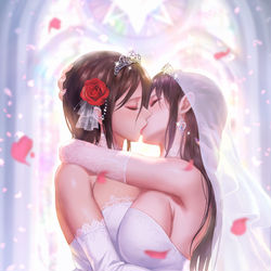 This is a pixiv picture whose title is 【絵理子と美優】誓いのキス❤.