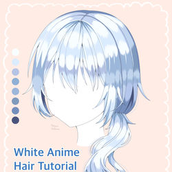 This is a pixiv picture whose title is White Anime Hair Tutorial.