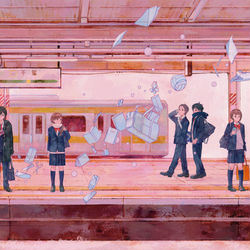 This is a pixiv picture whose title is きみとホームで待ち合わせ.