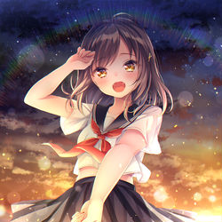 This is a pixiv picture whose title is 【君とこの夏最後の花火を】.