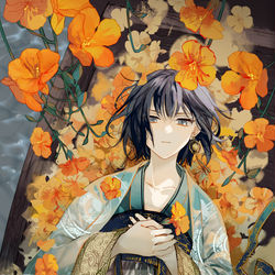 This is a pixiv picture whose title is 『水の後宮』　表紙イラスト担当いたしました.